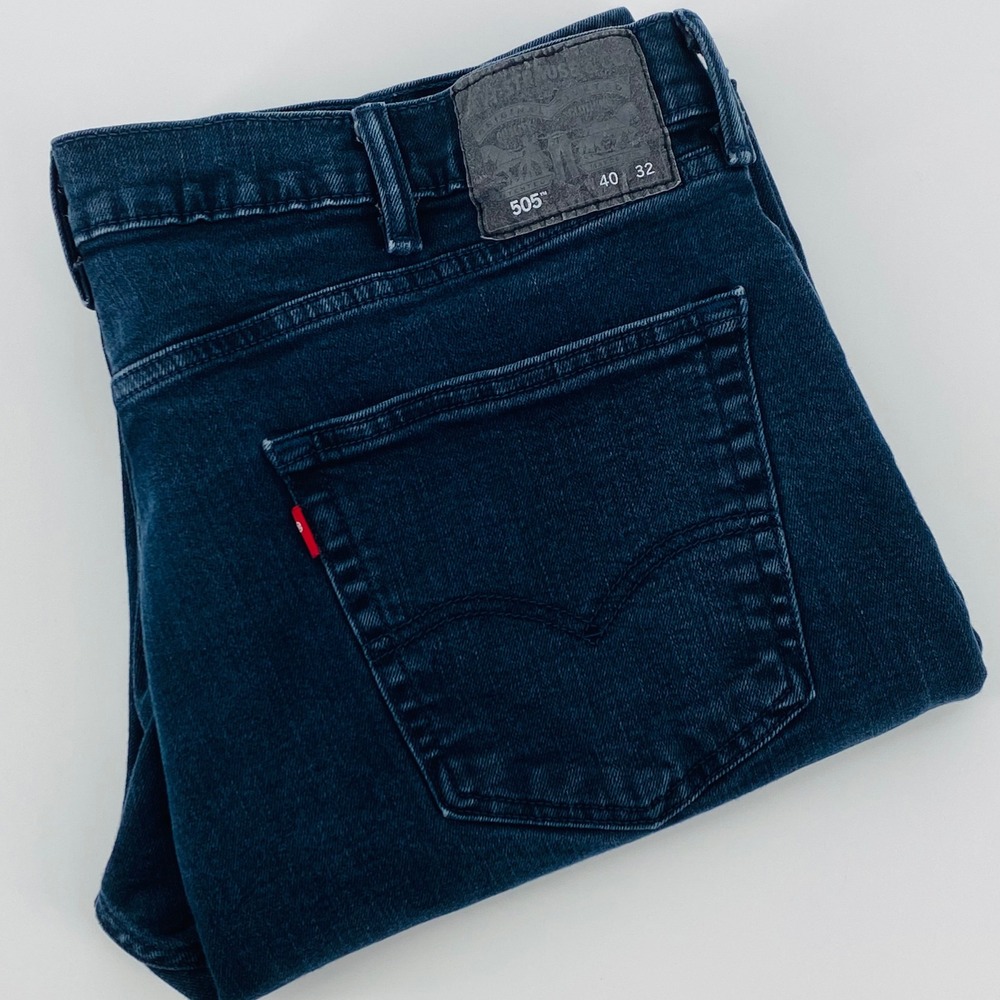 Levis 505 Jeans Mens 40x32 FITS 38x31 Regular Fit Straight Leg Indigo Blue Y2K‎